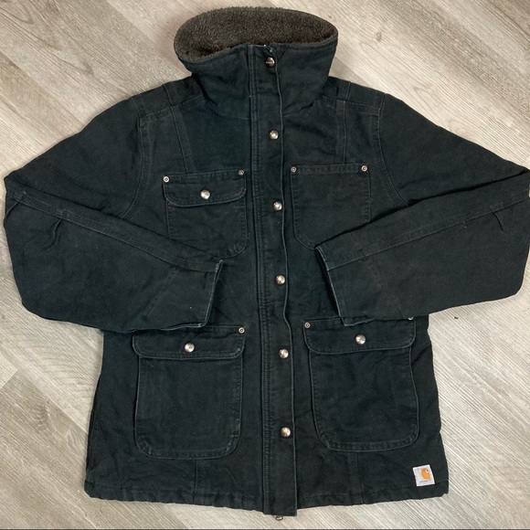 Carhartt Jackets & Coats Carhartt Blanket Lined Black Denim Chore